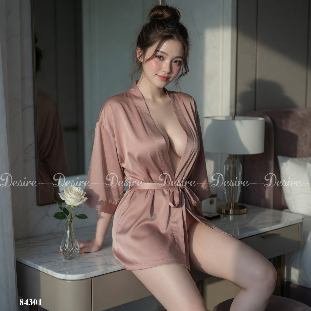 Desire Store, Áo choàng ngủ lụa tay ống rộng cao cấp Áo choàng cô dâu gợi cảm Bride hàng loại 1 84301 image 32 of 37