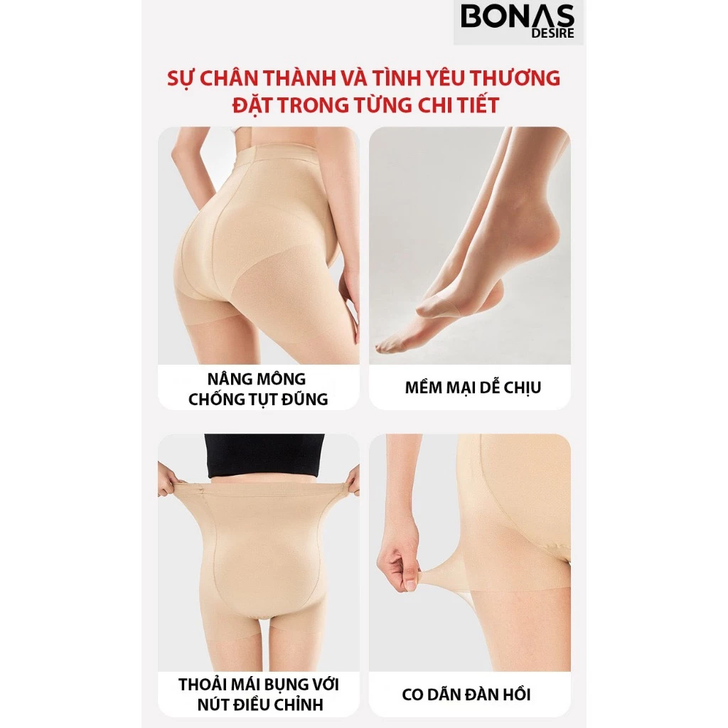 Desire Store, Tất quần mỏng 15D bigsize cho bà bầu có nút điều chỉnh rộng bụng thoải mái hàng chính hãng BONAS T-018 image 2 of 11