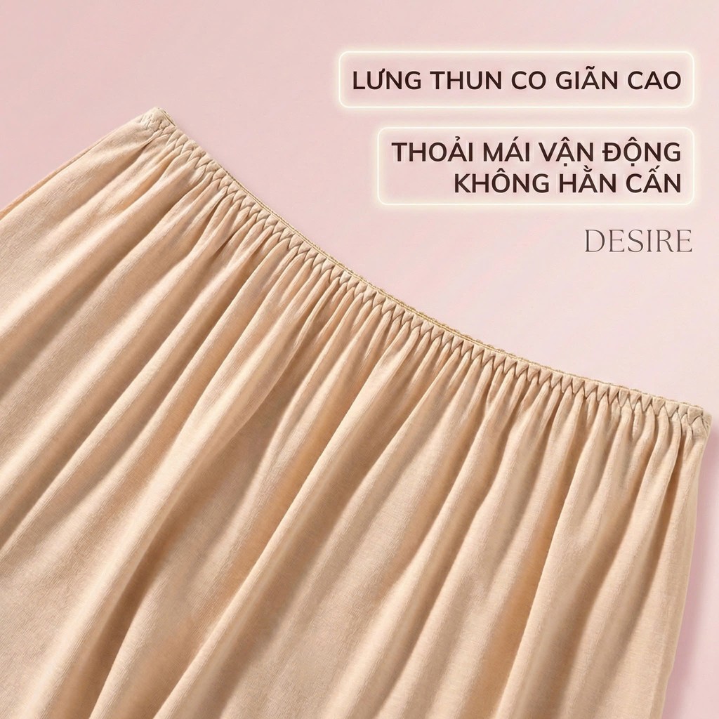 Desire Store, Chân Váy lót thun modal (gỗ sồi) dáng xòe rộng thoải mái - Chân váy mặc lót thun mịn mát Desire VN-064-2 image 4 of 39