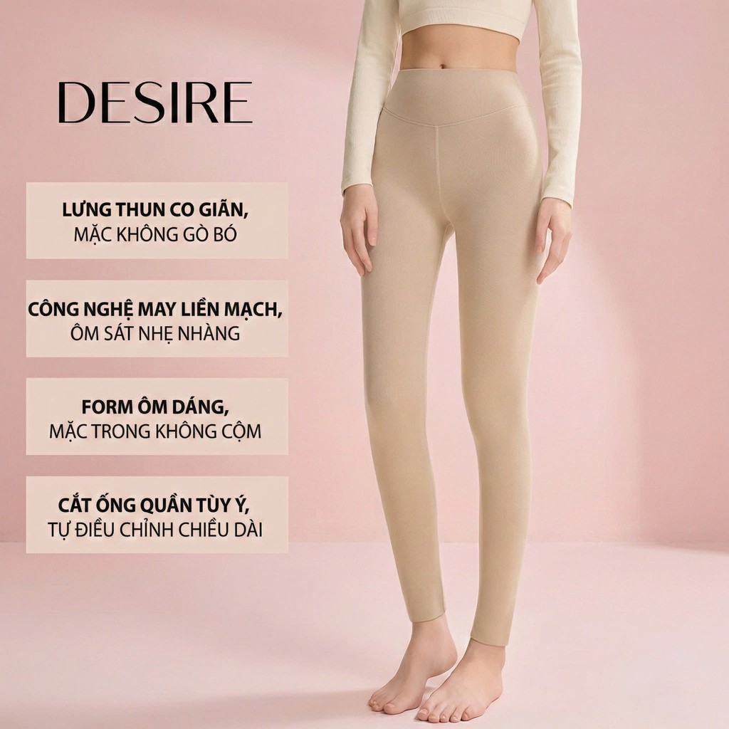 Desire Store, Quần Legging giữ nhiệt Nhung Lyocell ôm body không đường viền siêu nhẹ thích hợp cho mùa thu đông DESIRE GY-086 image 8 of 12
