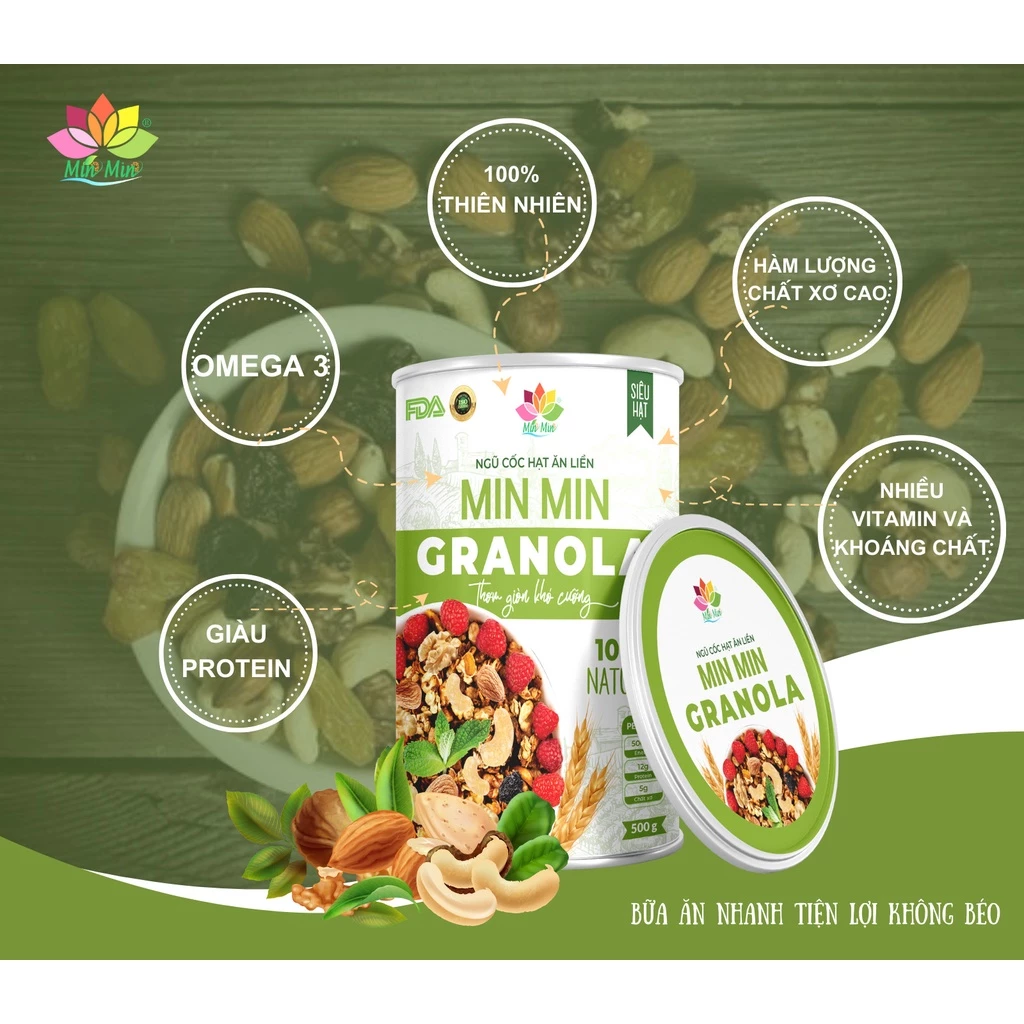 Desire Store, NGŨ CỐC HẠT ĂN LIỀN CHUẨN ORGANIC GRANOLA Minmin 500gr image 2 of 11