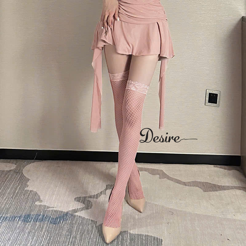 Desire Store, Tất lưới đùi nữ ren dài trên gối phong cách gợi cảm sexy cosplay phòng the DESIRE T-001 image 10 of 14