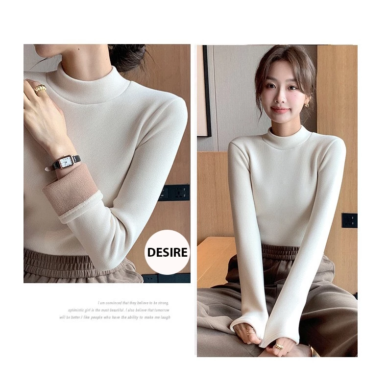 Desire Store, Áo cổ lọ chất Nhung len tăm lót lông cừu dày giữ nhiệt mùa đông ấm áp DESIRE H331 image 9 of 12
