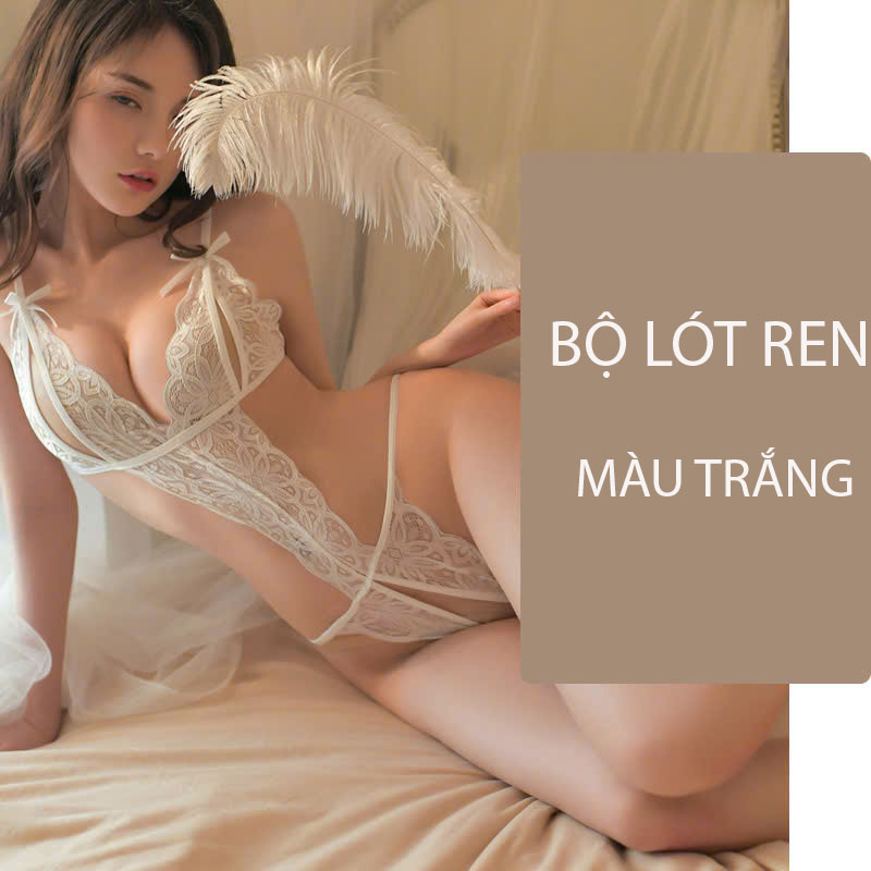Desire Store, Set đồ lót liền thân ren xẻ đáy và Áo choàng lụa set lót ren gợi cảm sexy VN-8458 - Bộ lót ren trắng, XL image 13 of 16