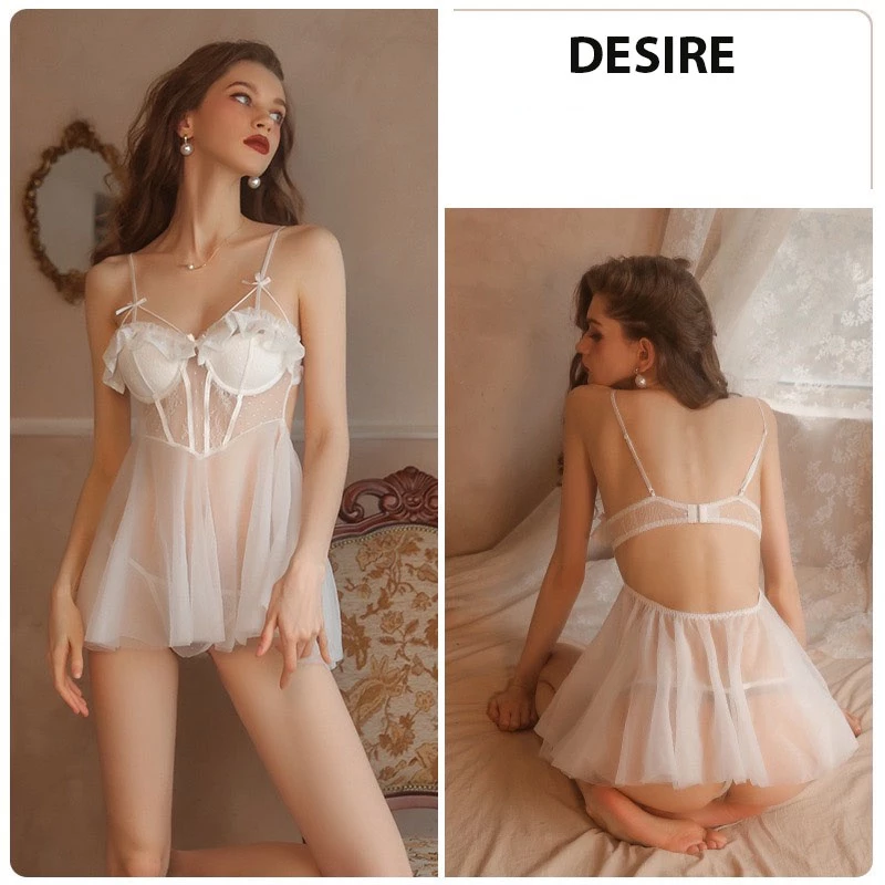 Desire Store, Váy ngủ ren kèm chip gợi cảm hàng cao cấp Desire VN-1708 - Trắng, L image 8 of 8