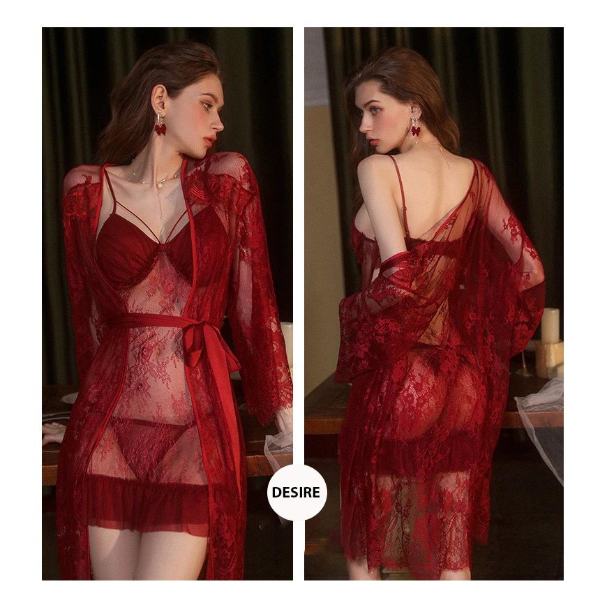 Desire Store, Áo choàng ren xuyên thấu mềm mại gợi cảm cao cấp VN-16060 image 5 of 10