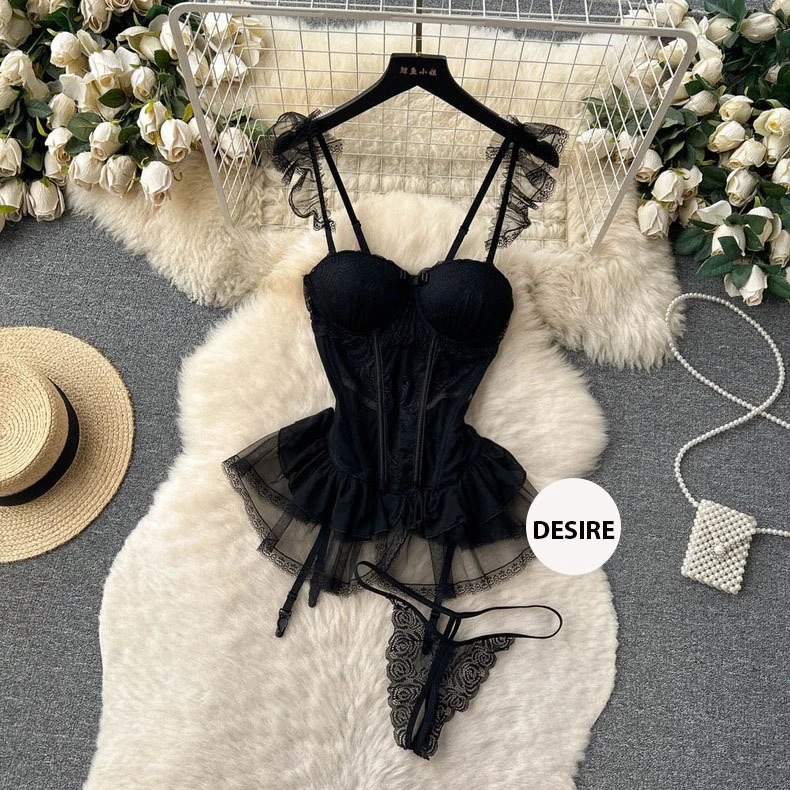Desire Store, Đầm Ngủ Bodysuit Ren liền thân cánh tiên cosplay xuyên thấu gợi cảm cho nữ VN-1738 image 8 of 16