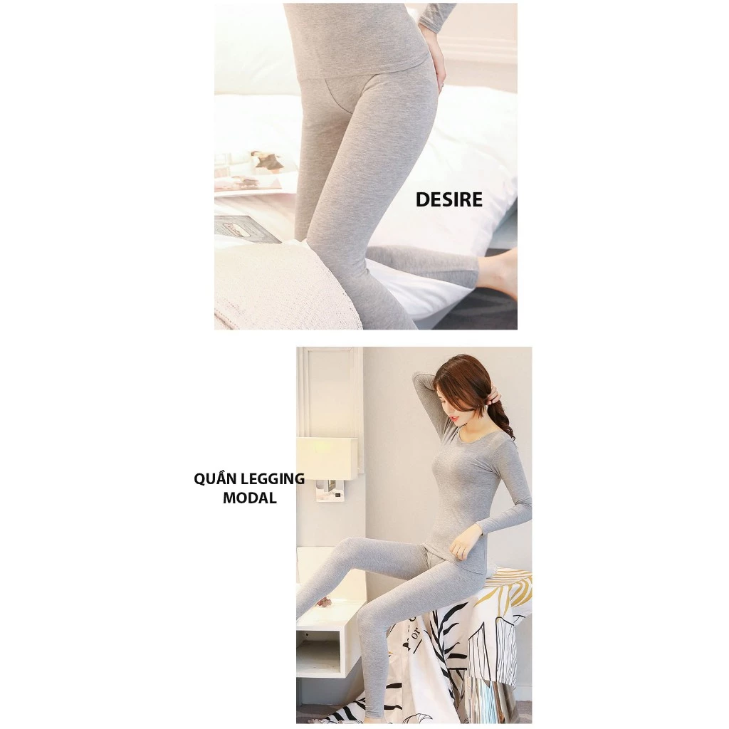 Desire Store, Áo dài tay ôm thun chất Vicose ủ kem chống nắng, lót trong giữ nhiệt mùa thu đa dụng A601- Q602 - Nguyên bộ xám #010, XL image 12 of 18