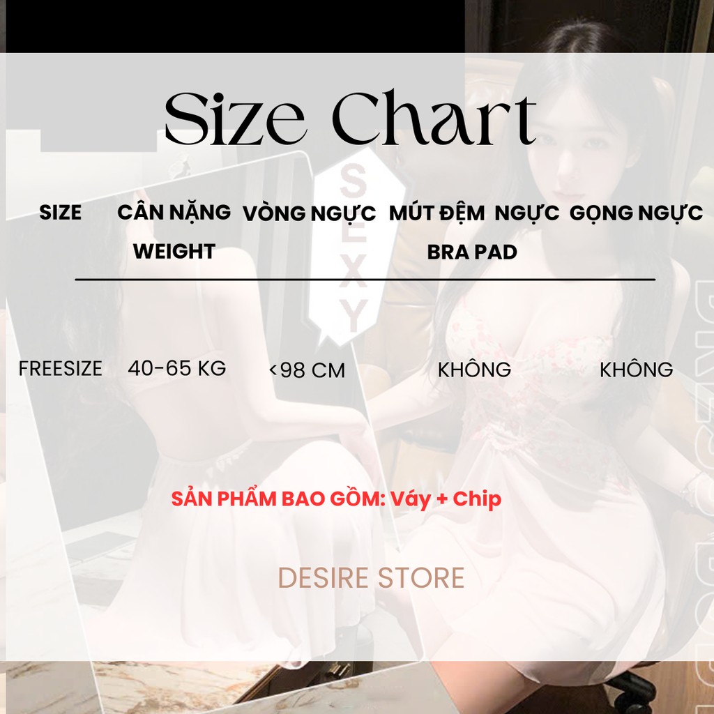 Desire Store, Váy ngủ ren lưới thêu hoa gợi cảm hàng đẹp loại 1 DESIRE VN-7877 image 7 of 8