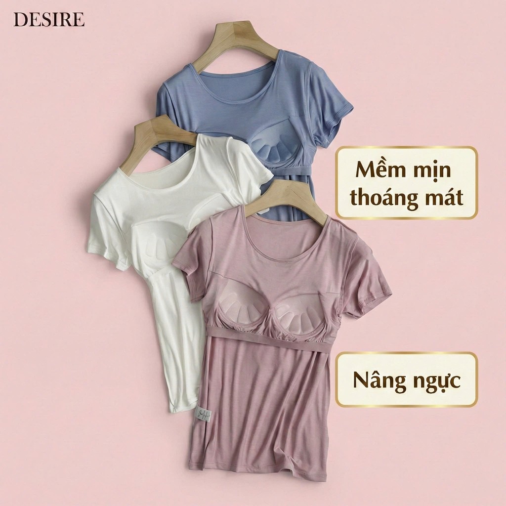 Desire Store, Áo thun ngắn tay có mút ngực thun Vicose cao cấp A2302 image 7 of 20