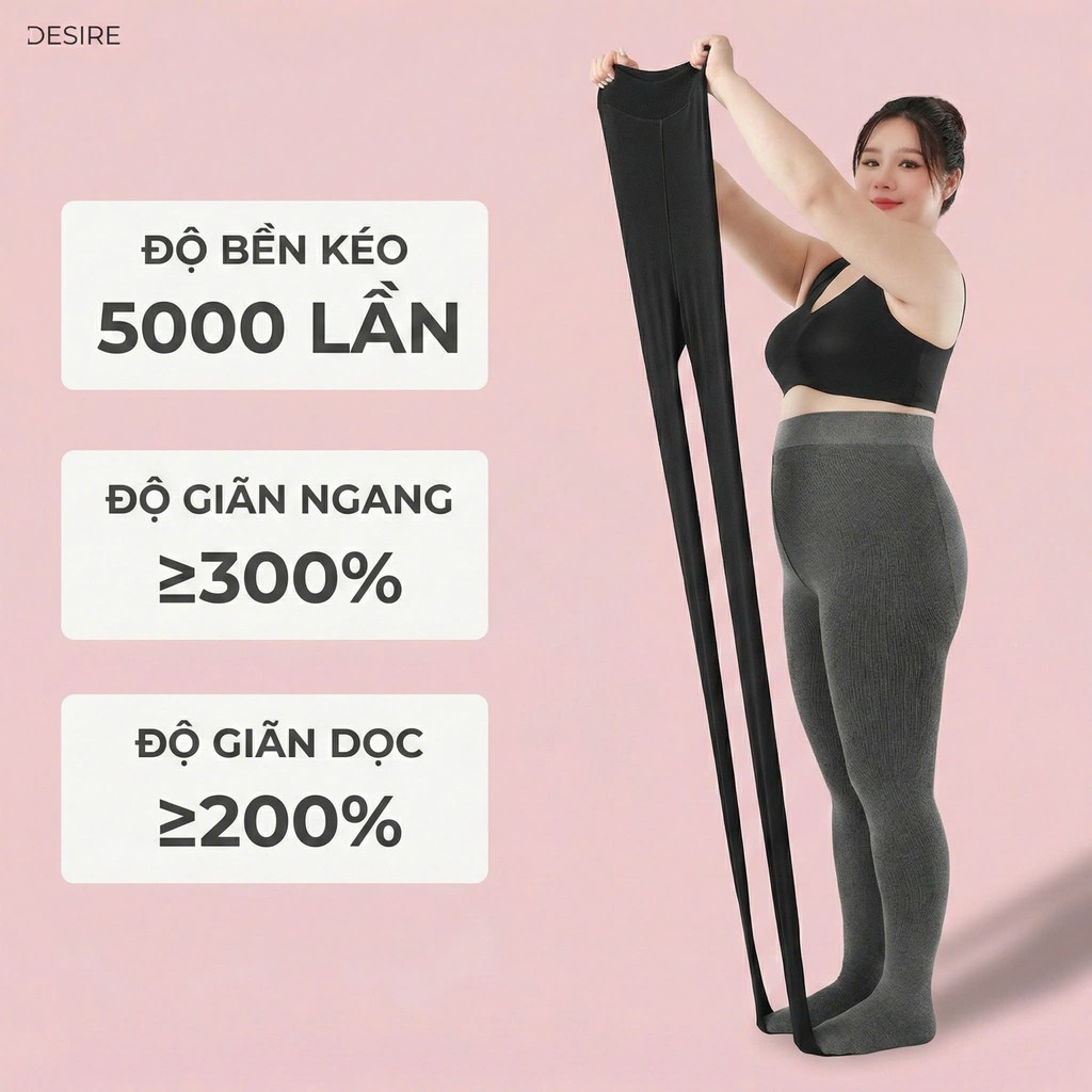 Desire Store, Quần Tất Legging Bigsize Nữ (60-85kg) Len Tăm Giữ nhiệt mềm mại, Chống Trơn Trượt, Co Giãn 4 Chiều Cao Cấp DS3056 image 3 of 13