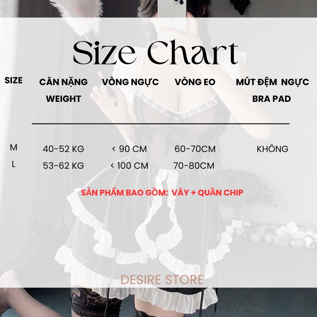 Desire Store, Bộ đồ Cosplay Lolita hầu gái gợi cảm, sexy chất thun mềm cao cấp DESIRE VN-2591 image 10 of 16