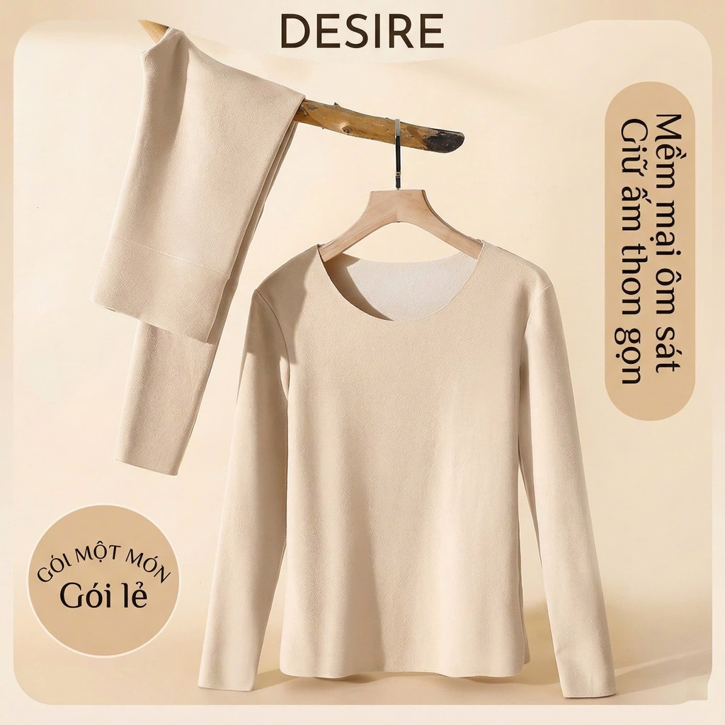 Desire Store, Đồ bộ giữ nhiệt chất Nhung lót sợi nhiệt Derong mềm siêu nhẹ mùa đông ấm áp DGN-9093 - Nguyên bộ Da, M image 13 of 18