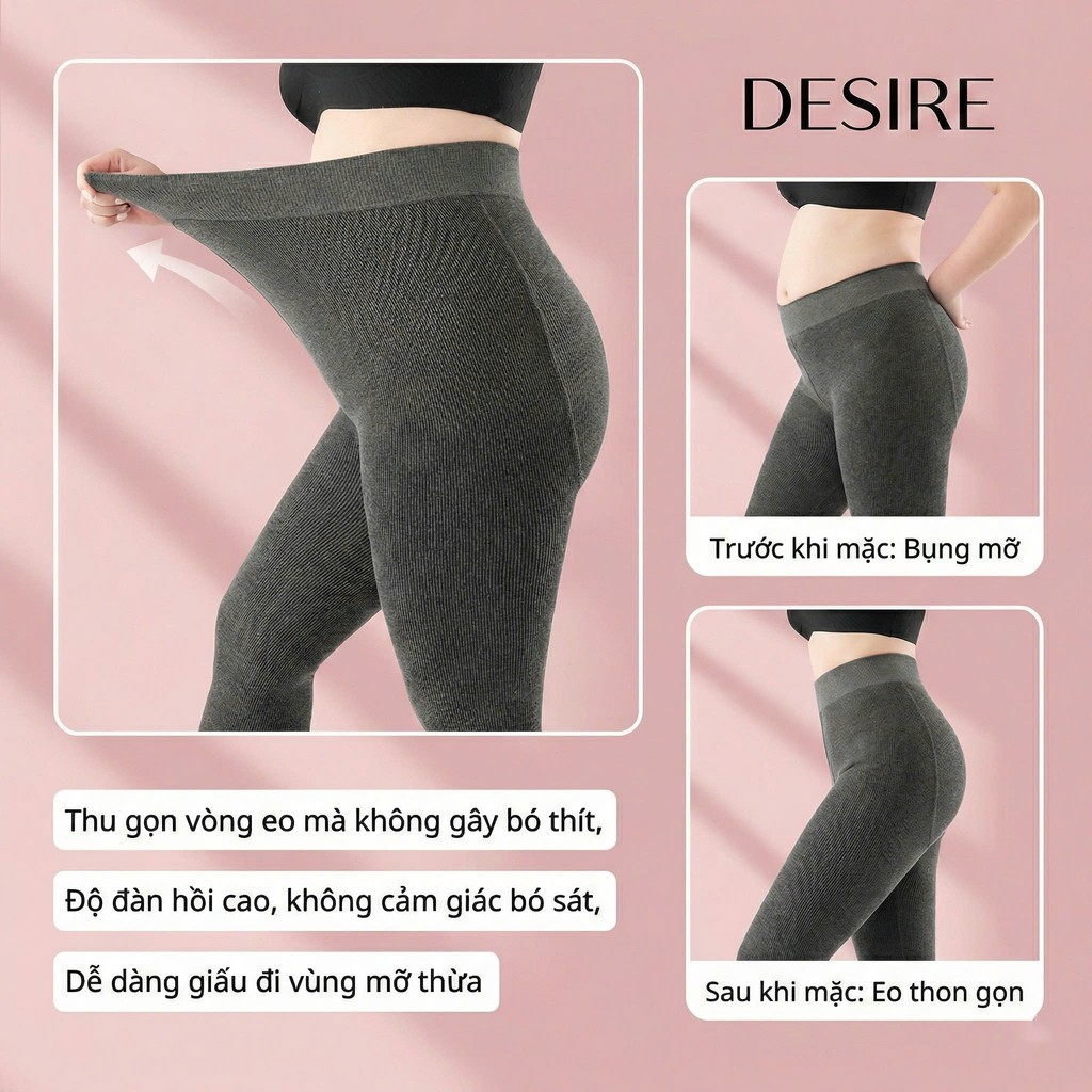 Desire Store, Quần Tất Legging Bigsize Nữ (60-85kg) Len Tăm Giữ nhiệt mềm mại, Chống Trơn Trượt, Co Giãn 4 Chiều Cao Cấp DS3056 image 6 of 13