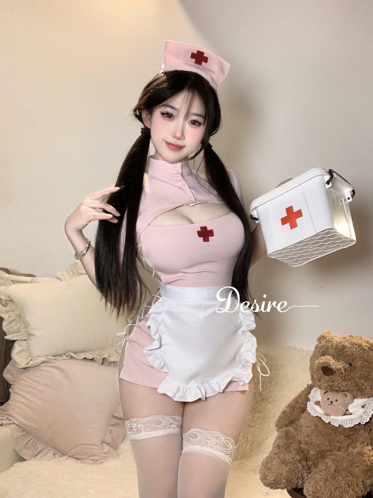Desire Store, Bộ đồ ngủ Cosplay y tá đầy đủ phụ kiện sexy gợi cảm DESIRE VN-2126 image 4 of 9