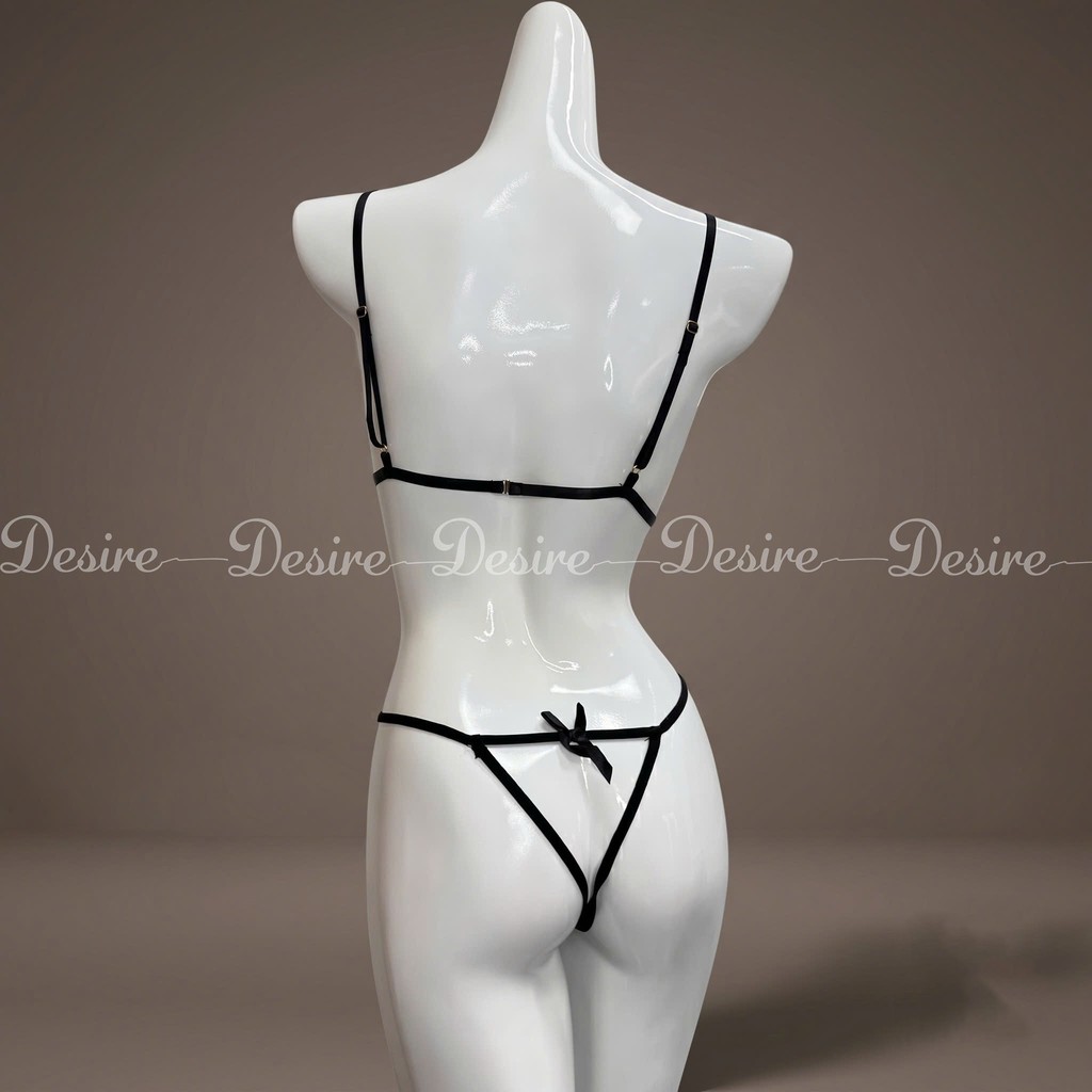 Desire Store, Set đồ lót liền thân ren xẻ đáy và Áo choàng lụa set lót ren gợi cảm sexy VN-8458 image 8 of 22