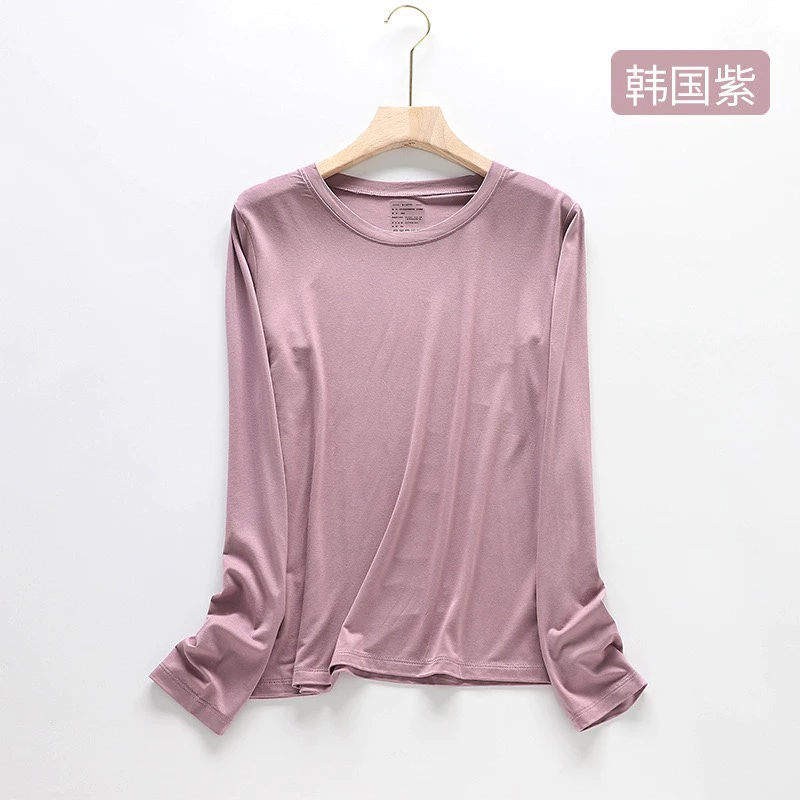 Desire Store, Áo thun dài tay nữ cổ tròn chất thun modal mịn lạnh co giãn phong cách mùa thu DESIRE A140 - Hồng đỗ, Onesize <55kg image 14 of 14