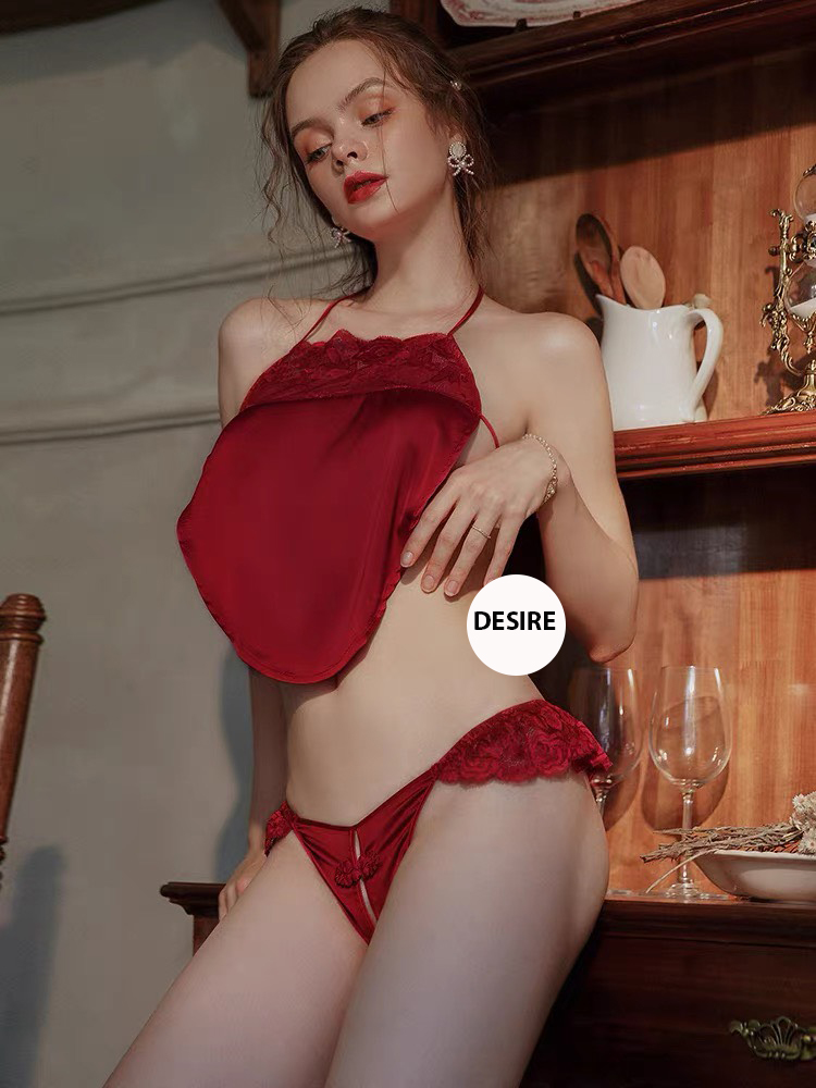 Desire Store, Bộ đồ ngủ yếm lụa ren cột dây quần lọt khe gợi cảm sexy DESIRE VN-8133-1 image 1 of 12