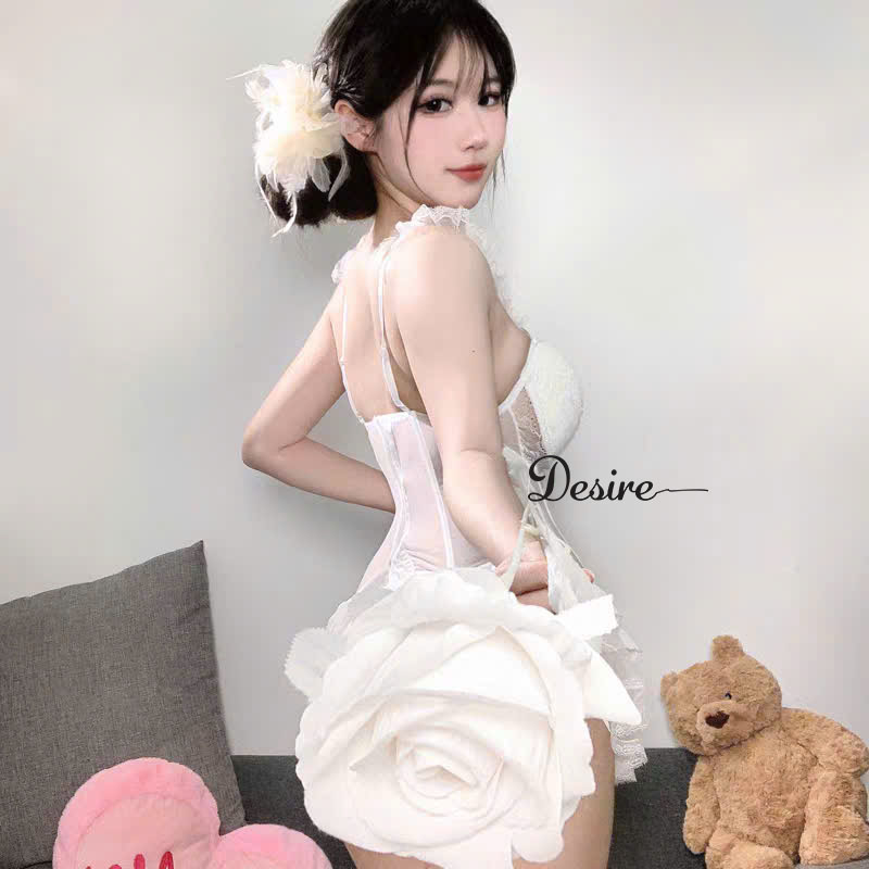 Desire Store, Bodysuit Ren Cao Cấp Có Mút Ngực - Váy Ngủ Liền Thân Corset Phối Voan Xòe Tôn Dáng Sexy Quyến Rũ DESIRE VN-1738 image 7 of 18