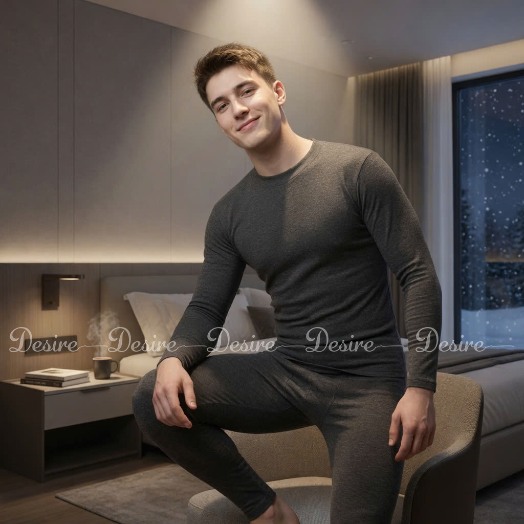 Desire Store, Đồ bộ giữ nhiệt nam lót Len Cashmere cổ cao ấm áp mùa đông cao cấp siêu nhẹ dành cho nam giới DGN-03 (Men's ultra-lightweight thermal set with warm cashmere-blend lining and high-neck design for winter. DGN-03) image 33 of 51