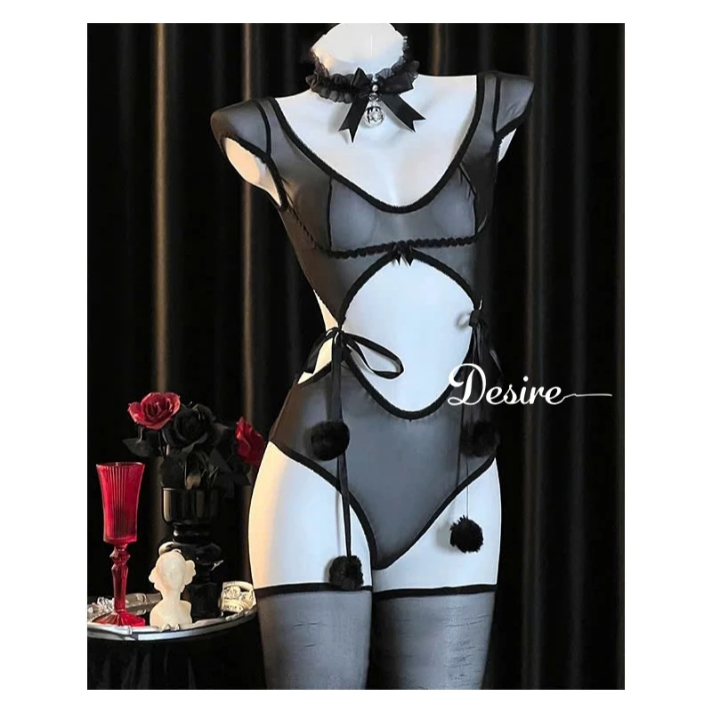 Desire Store, Bộ Cosplay Thỏ cột dây chất ren mềm mịn gợi cảm sexy DESIRE VN-6149 - Đen+VC-02+T-05 image 14 of 14