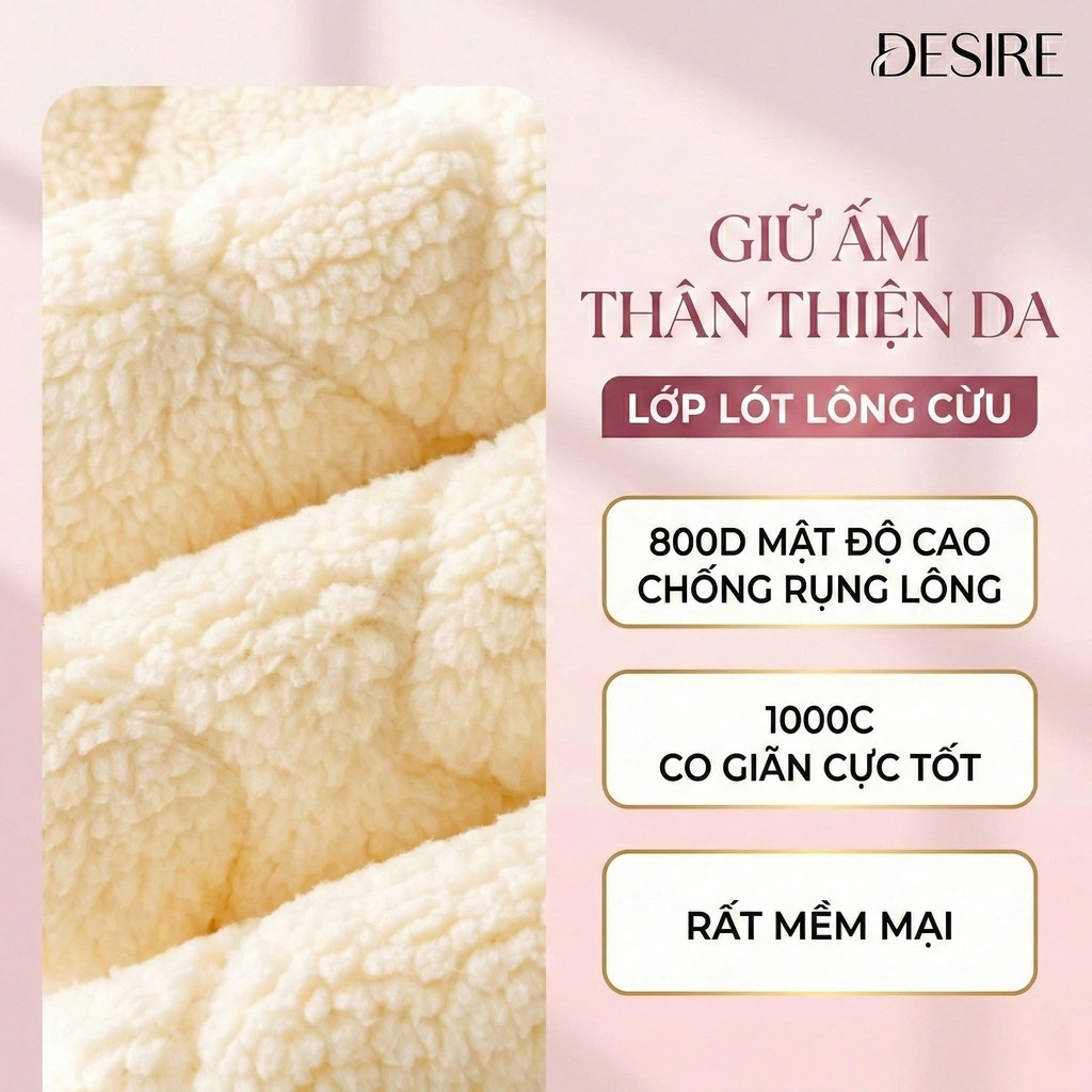 Desire Store, Quần legging lưng cao lót lông cừu dày nhung mịn giữ nhiệt mùa đông ấm áp định hình dáng QGN-9134 image 6 of 12