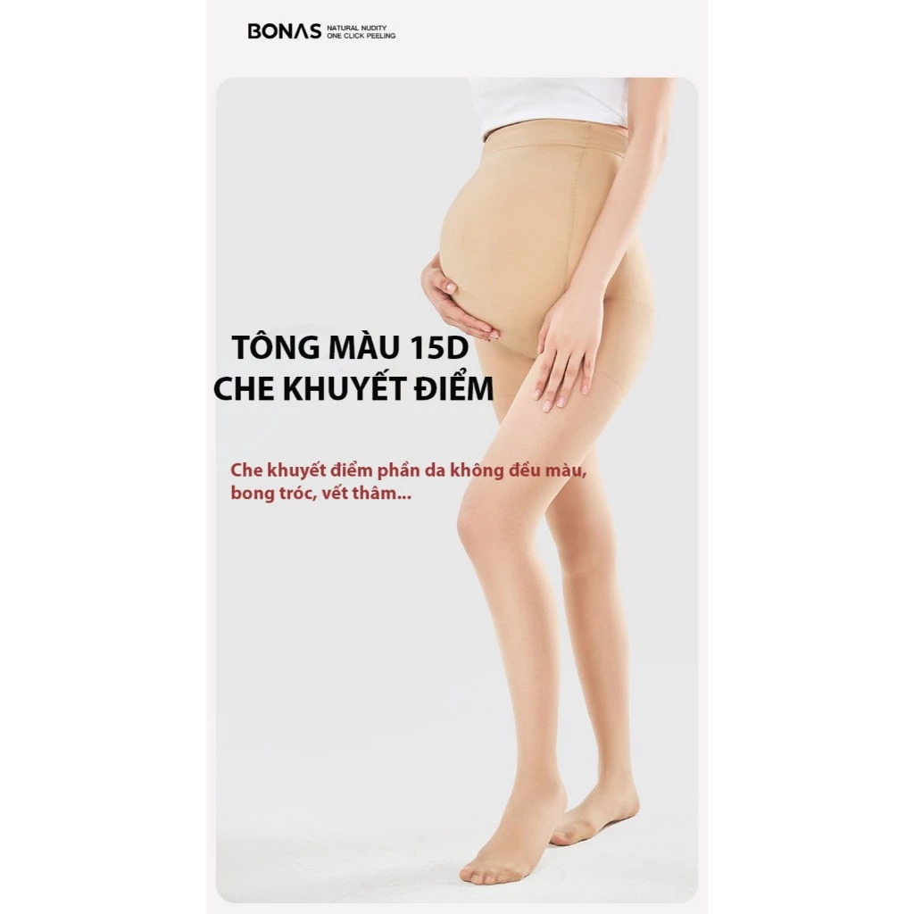 Desire Store, Tất quần mỏng 15D bigsize cho bà bầu có nút điều chỉnh rộng bụng thoải mái hàng chính hãng BONAS T-018 image 5 of 11