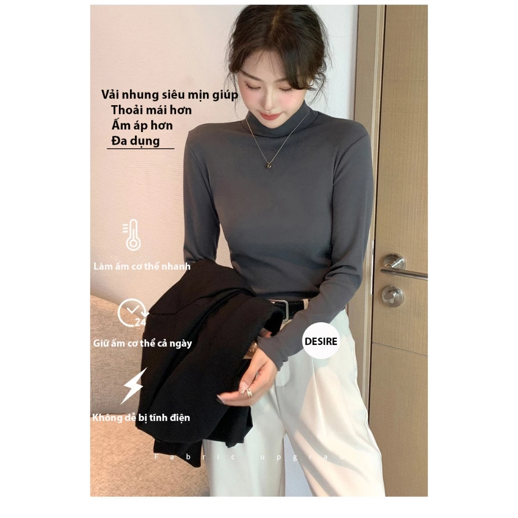 Desire Store, Áo cổ lọ chất Nhung hai mặt siêu mịn giữ nhiệt mùa đông ấm áp DESIRE H319 image 2 of 13