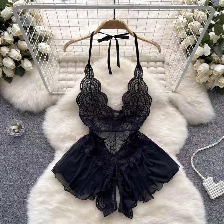 Desire Store, Váy ngủ ren liền thân Bodysuit quần chip xẻ đáy phong cách gợi cảm sexy Desire VN-8411 - Đen image 13 of 13