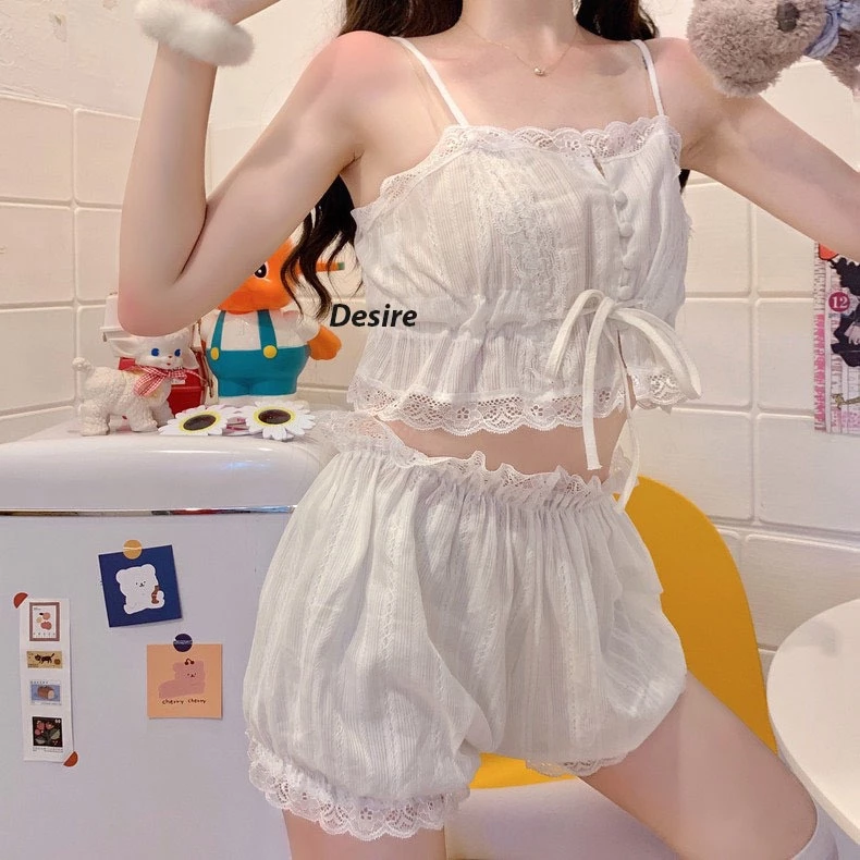 Desire Store, Đồ bộ mặc nhà hai dây đũi trắng mát mịn mùa hè DBN-9002 image 3 of 9