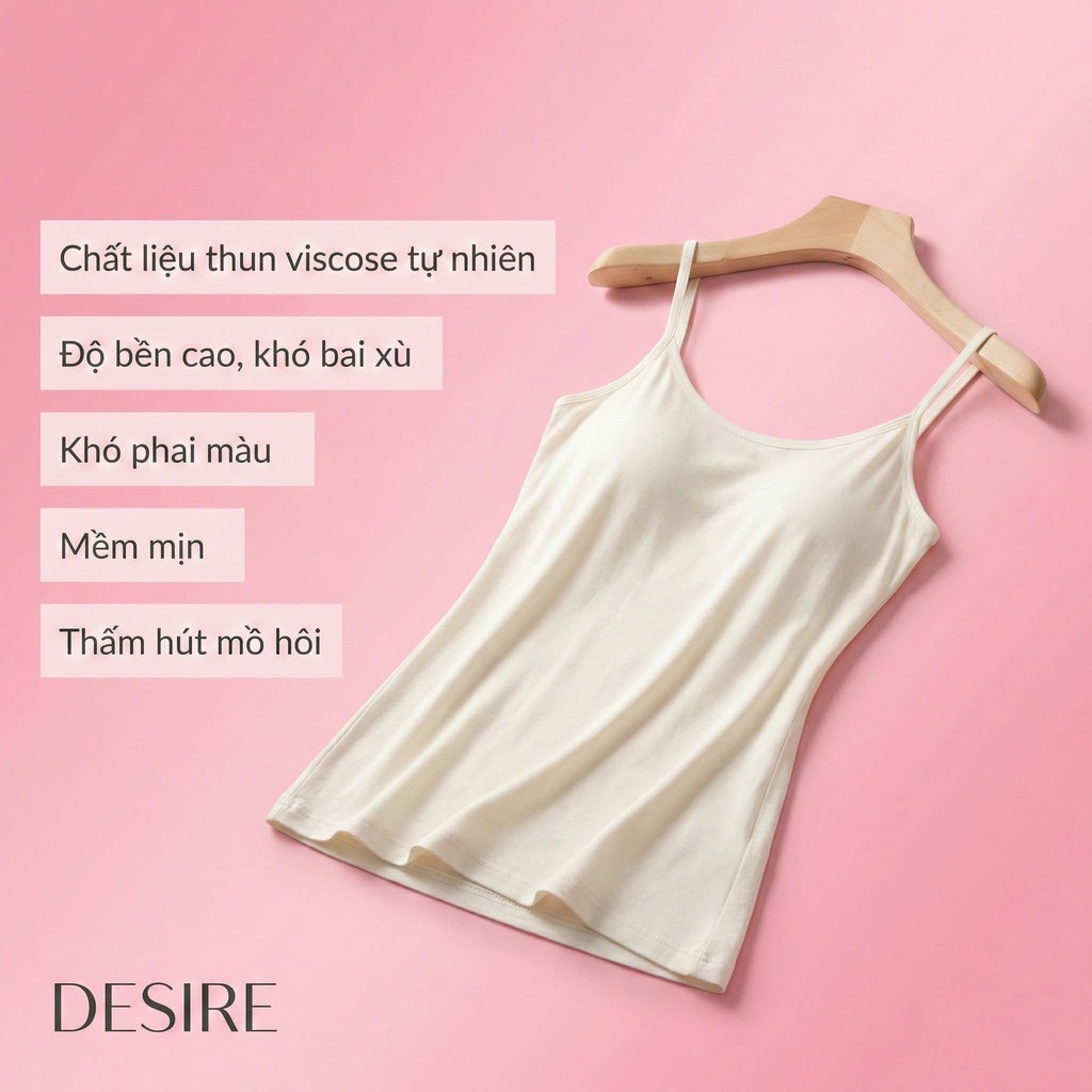 Desire Store, Áo lót hai dây thun Vicose hàng loại 1 cao cấp kèm mút ngực thông hơi A2010 image 4 of 18