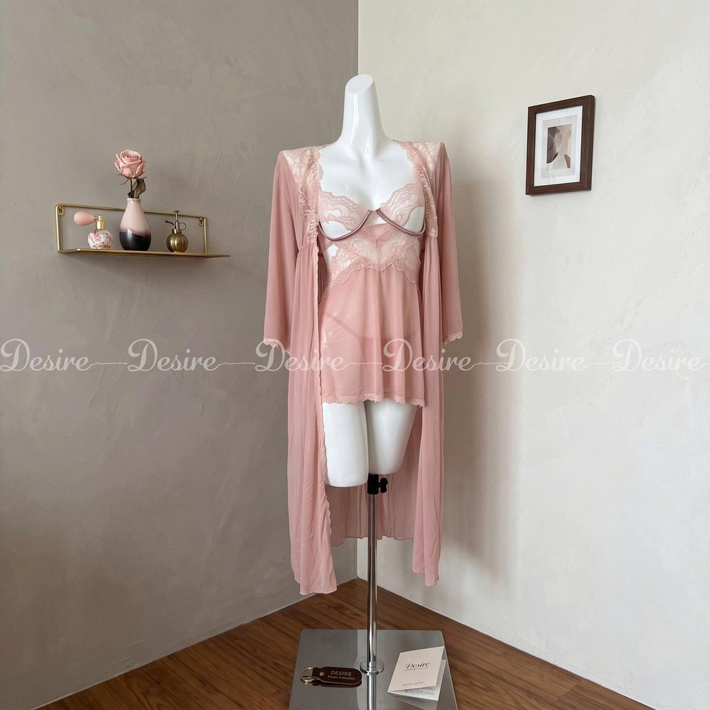 Desire Store, Set váy ngủ ren sexy tôn vòng 1 cut out lưng gợi cảm kèm chip DESIRE VN-8633-1 image 2 of 13