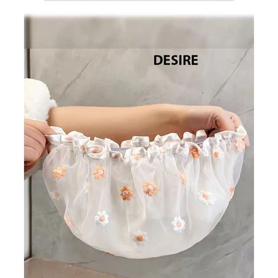 Desire Store, Mũ tắm, mũ ủ tóc 2 lớp lưới thêu hoa chống thấm nước tốt TT-001 image 6 of 12