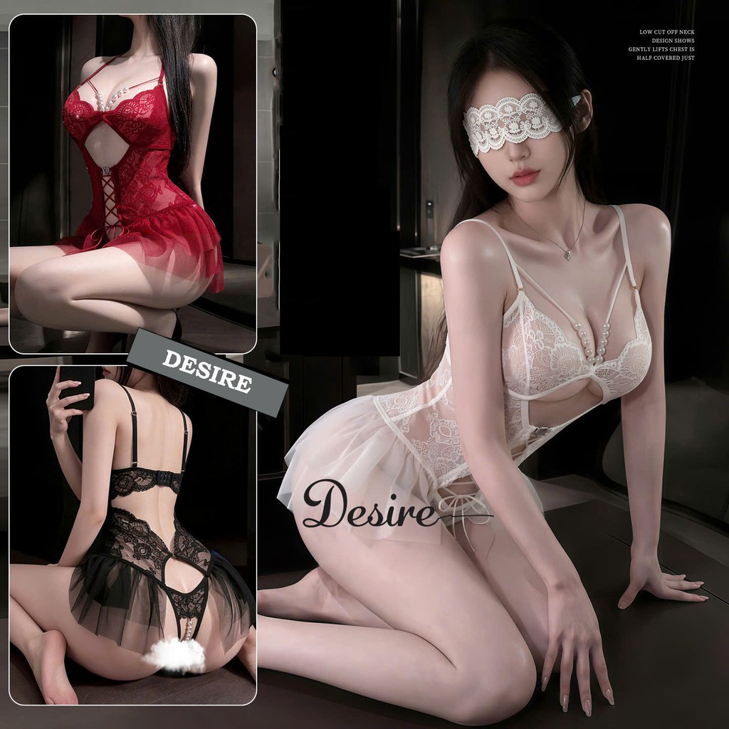 Desire Store, Bodysuit Ren - Váy Ngủ Sexy Xuyên Thấu Đính Ngọc Cao Cấp, Thiết Kế Đan Dây DESIRE 1420 image 2 of 18