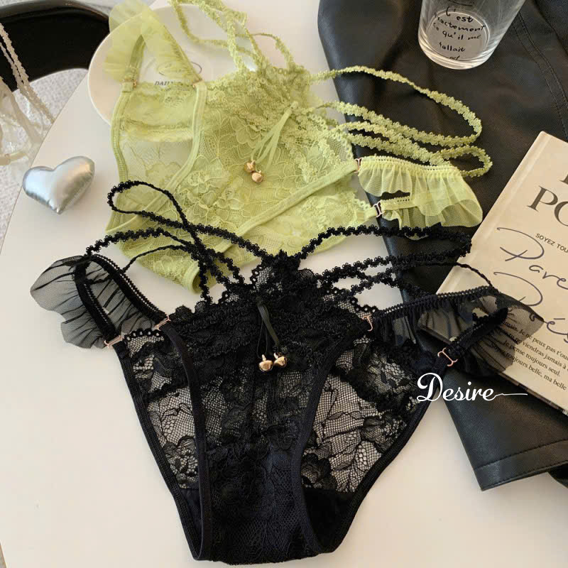 Desire Store, Quần Lót Ren Nữ Lưng Dây Đan Phối Bèo Voan Đính Chuông Xinh Xắn  image 3 of 6