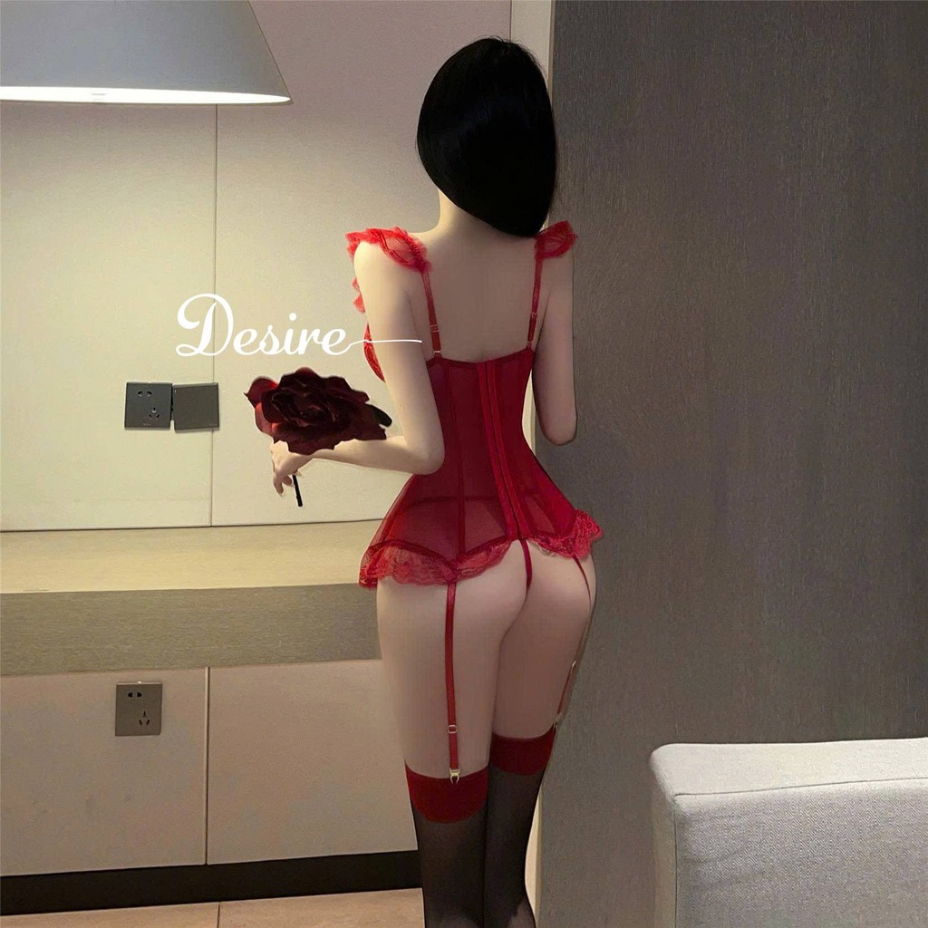 Desire Store, Váy Ngủ Ren Đỏ Phối Nơ Sexy DESIRE - 8907 (Sexy Red Lace Nightdress with Bow Detail DESIRE - 8907) image 2 of 15