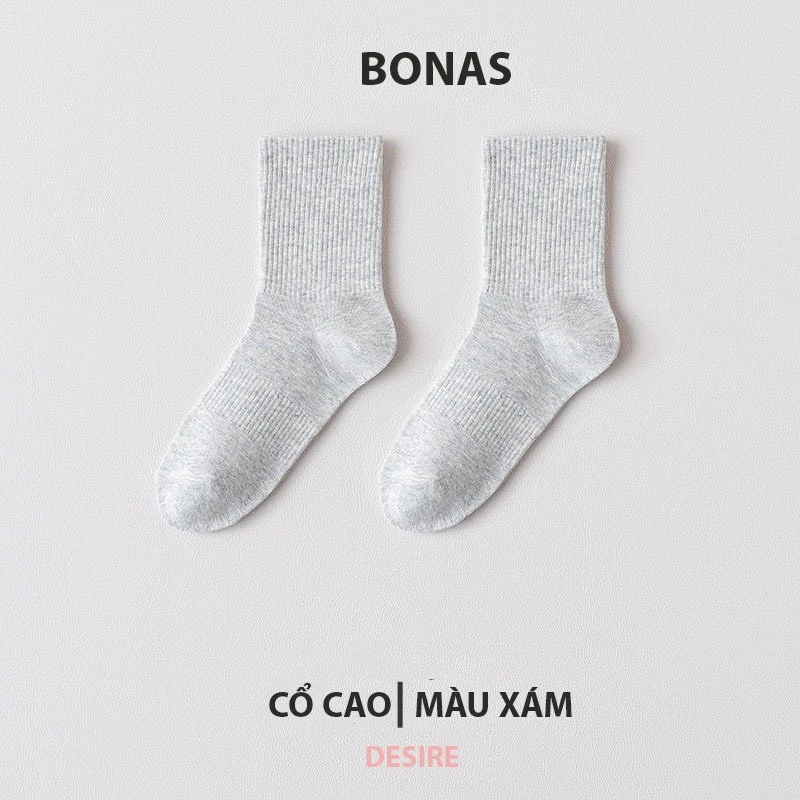 Desire Store, Tất len unisex nam nữ chính hãng BONAS Style Nhật Bản chất đẹp cao cấp phong cách đơn giản sang trọng MW 1837 - Xám cổ cao image 18 of 18