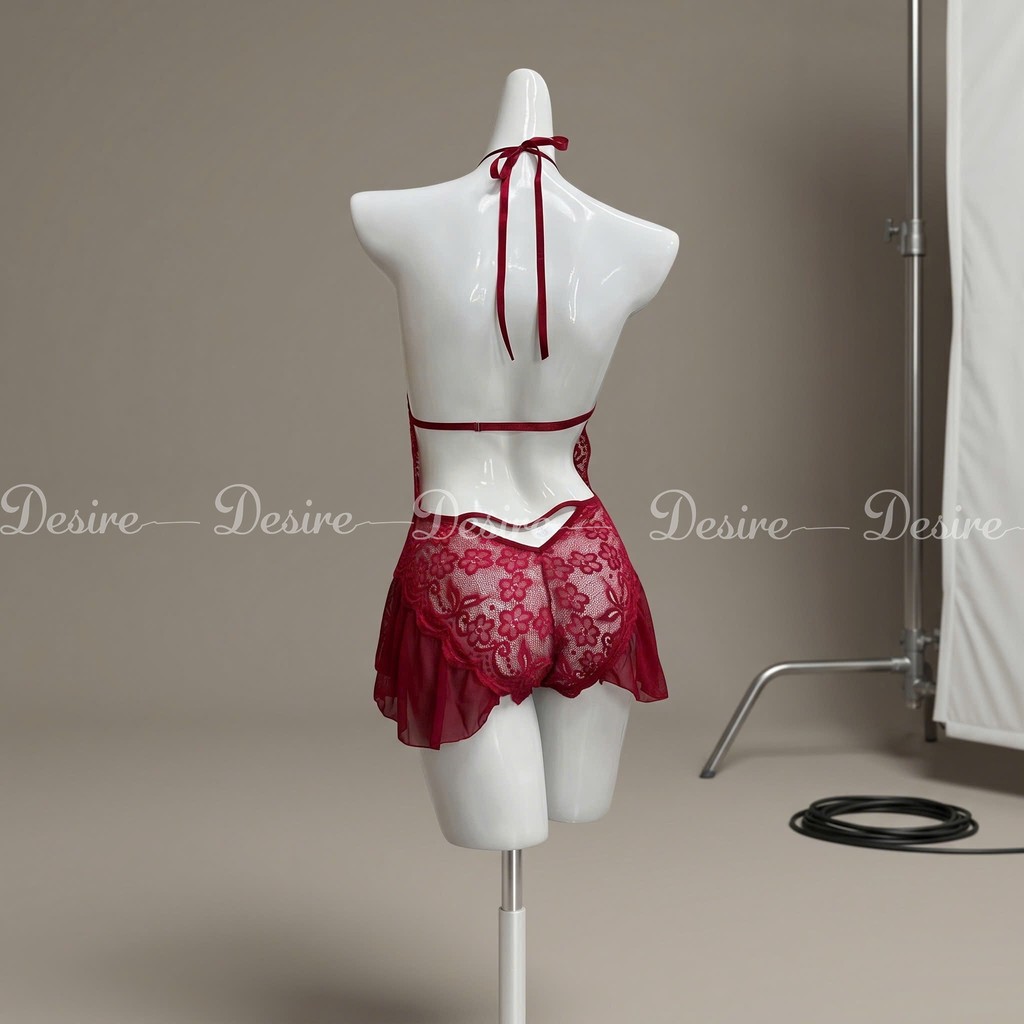 Desire Store, Váy ngủ ren liền thân Bodysuit quần chip xẻ đáy phong cách gợi cảm sexy Desire VN-8411-1 image 7 of 14
