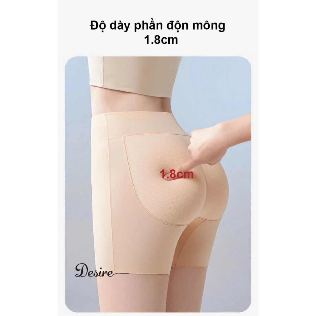 Desire Store, Quần đùi độn mông hách dáng dày 1.8cm chất su lụa lạnh không đường may DESIRE QL-3089 image 6 of 11