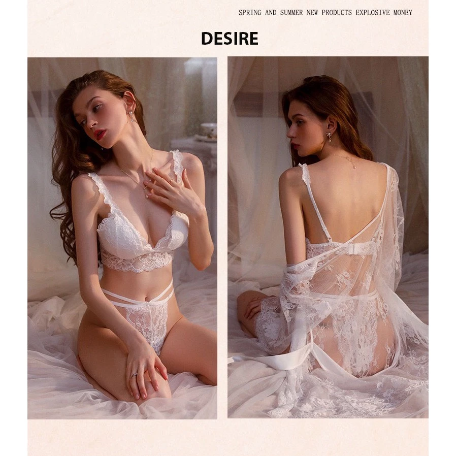 Desire Store, Bộ đồ lót ren gợi cảm chất ren xịn sexy có mút ngực VN-19018 image 5 of 7