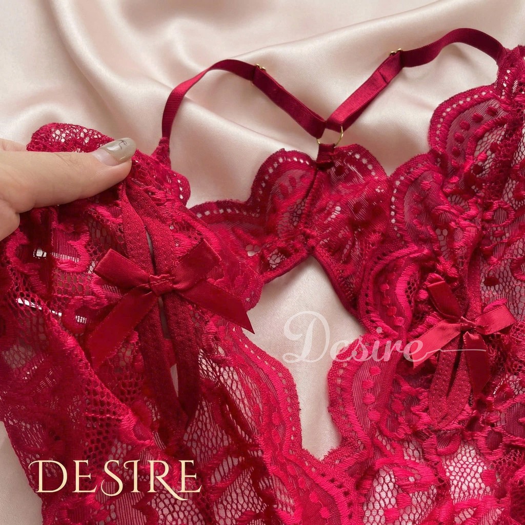 Desire Store, Bodysuit liền thân - Váy ngủ ren xuyên thấu gợi cảm quyên rũ xẻ đáy DESIRE VN-8413 image 7 of 13