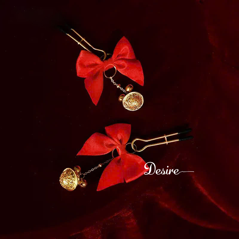 Desire Store, Kẹp Nhũ Hoa-Kẹp Đầu Ti Cặp Đôi Thắt Nơ Đỏ Chuông Vàng Quyến Rũ DESIRE KT-01 image 2 of 5