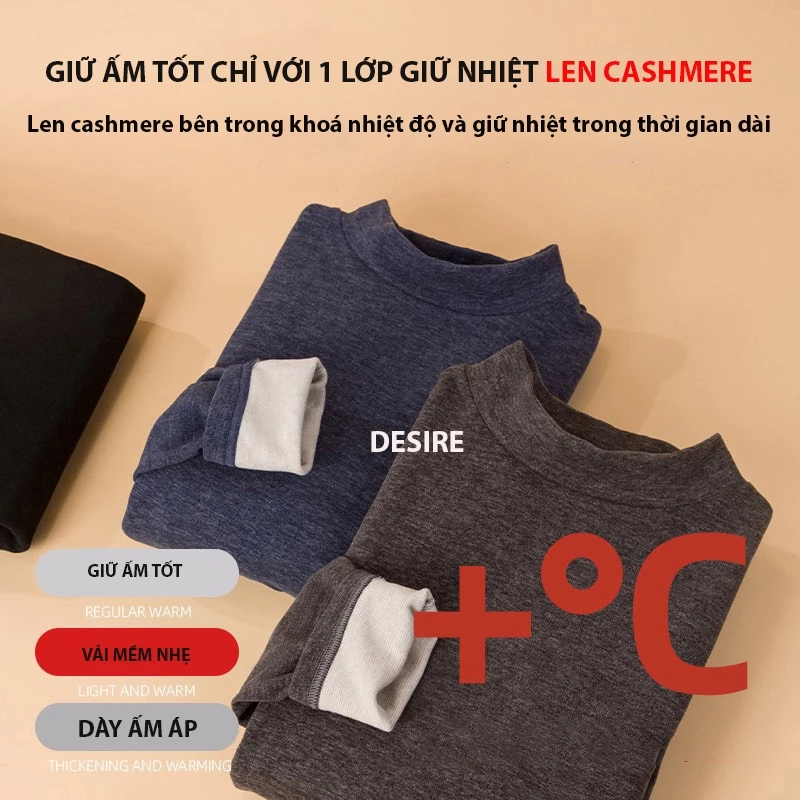 Desire Store, Đồ bộ giữ nhiệt nam lót Len Cashmere cổ cao ấm áp mùa đông cao cấp siêu nhẹ dành cho nam giới DGN-03 image 2 of 12