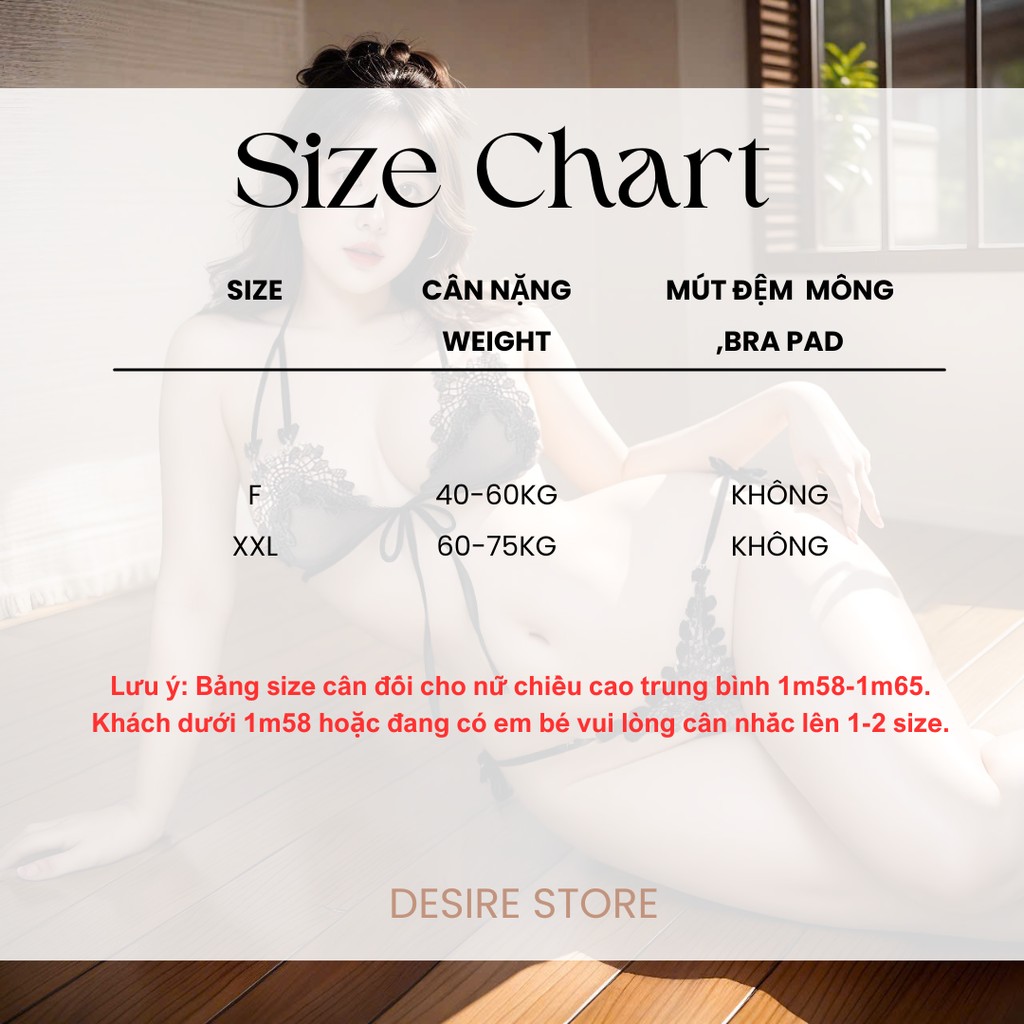 Desire Store, Bộ đồ lót ren cột dây ren xuyên thấu phong cách nữ tính quyến rũ DESIRE VN-2056 image 7 of 10