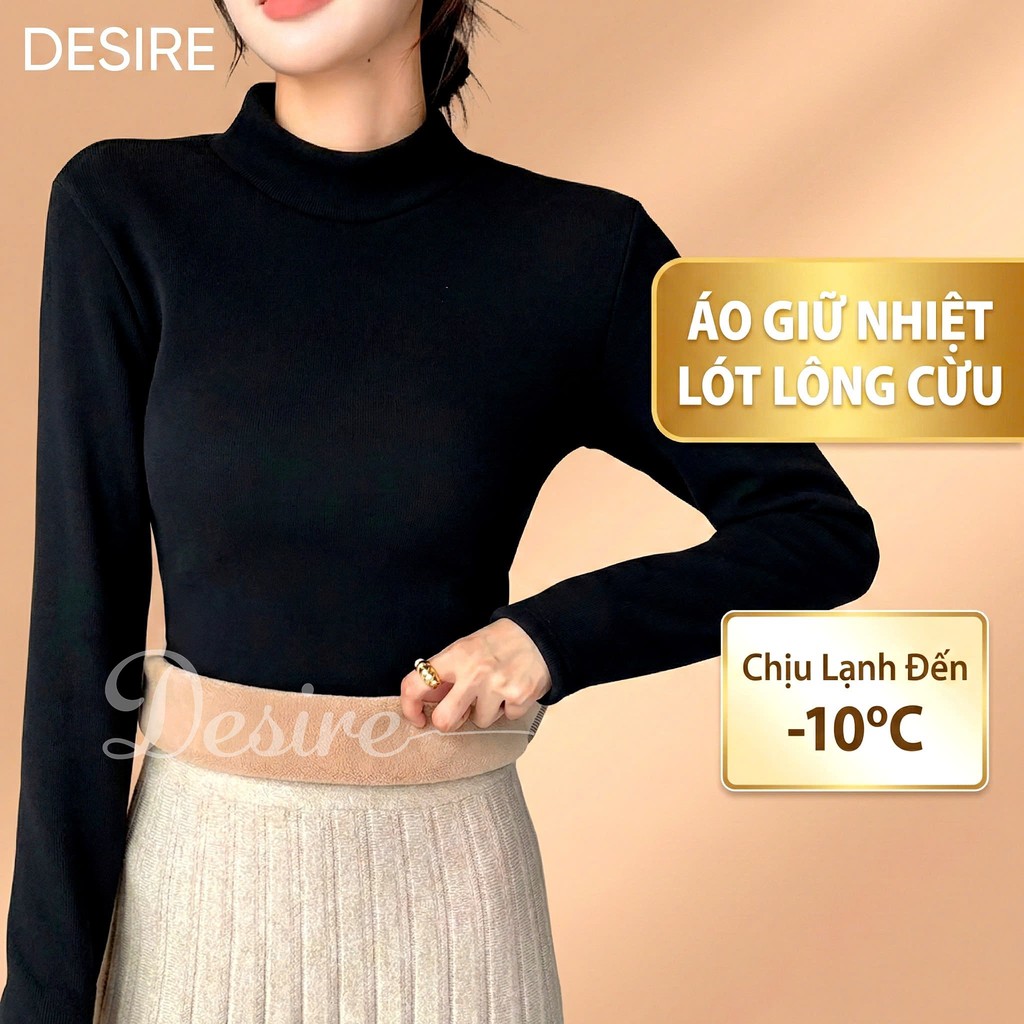 Desire Store, Áo cổ lọ chất Nhung len tăm lót lông cừu dày giữ nhiệt mùa đông ấm áp DESIRE H331 image 8 of 16