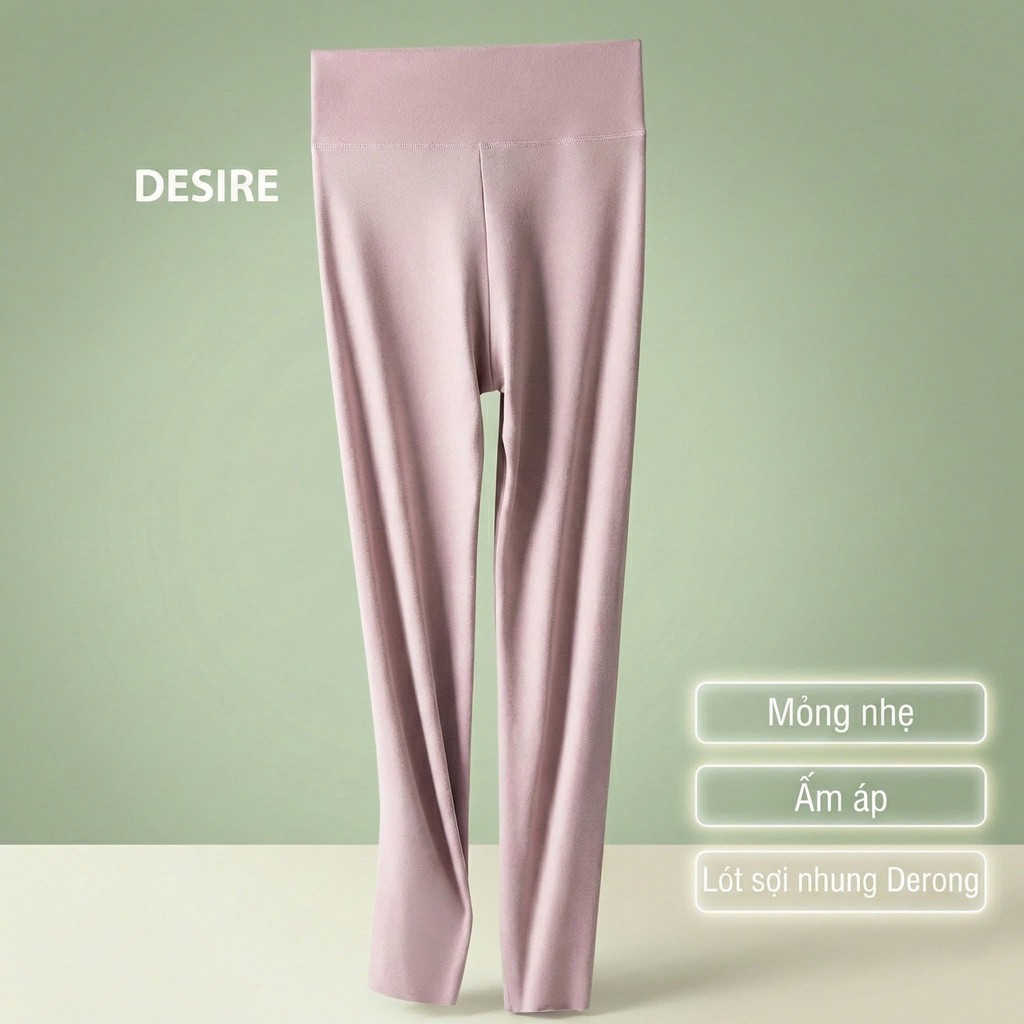 Desire Store, Quần dài giữ nhiệt Nhung lót sợi nhiệt Derong mềm siêu nhẹ mùa đông ấm áp Quần dài lót trong giữ nhiệt QGN-9093 - Quần Hồng nhạt 9093, M image 13 of 26