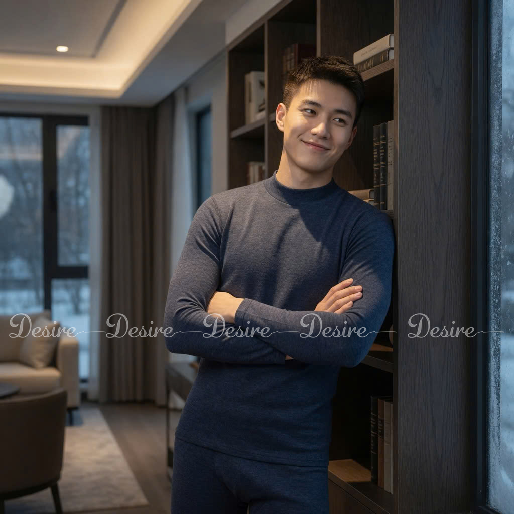 Desire Store, Đồ bộ giữ nhiệt nam lót Len Cashmere cổ cao ấm áp mùa đông cao cấp siêu nhẹ dành cho nam giới DGN-03 (Men's ultra-lightweight thermal set with warm cashmere-blend lining and high-neck design for winter. DGN-03) image 17 of 51