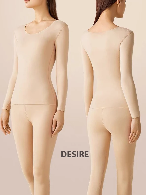 Desire Store, Đồ bộ giữ nhiệt nữ giới mùa đông siêu nhẹ ấm áp vải Nhung lót Len Cashmere không đường viền AGN-002 image 8 of 23