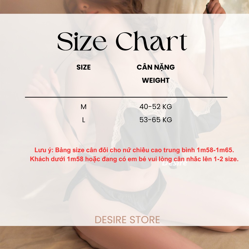 Desire Store, Đồ bộ ngủ lụa hai dây yếm cột dây gợi cảm mát mịn VN-8399 image 10 of 13
