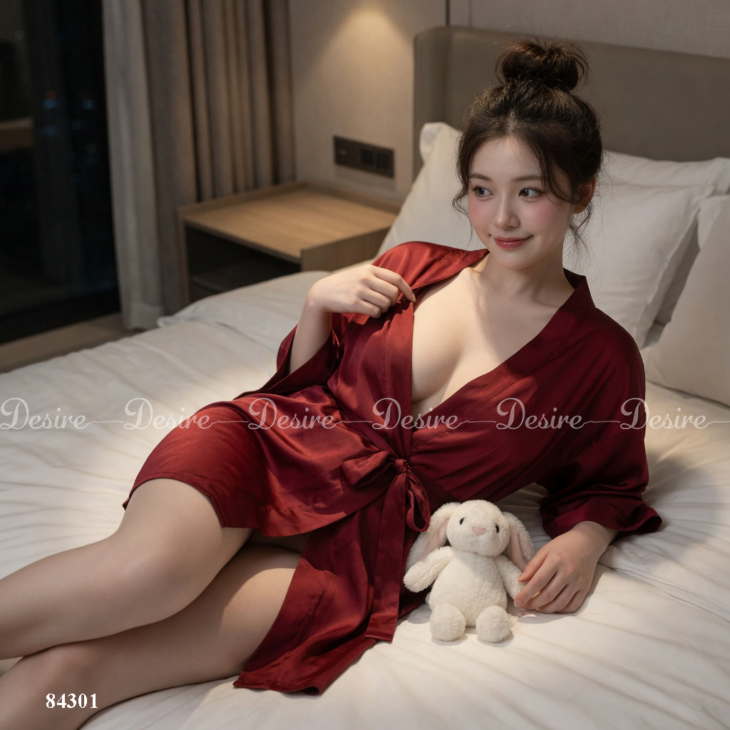 Desire Store, Áo choàng ngủ lụa tay ống rộng cao cấp Áo choàng cô dâu gợi cảm Bride hàng loại 1 84301 image 2 of 37